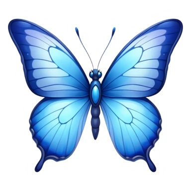 Cinematic Realistic Noble Blue Butterfly Portrait Emoji, Poised and graceful, with delicate, translucent wings rendered in vivid sapphire and indigo tones, a slender, elegant body with finely detailed textures, and gentle, reflective eyes, illuminated by soft natural light, high shine, intelligent and ethereal, styled with an air of refined natural beauty, focused and attentive, soft glowing outline, capturing the essence of a watchful and confident blue butterfly that appears to flutter out of the screen with effortless grace! sticker