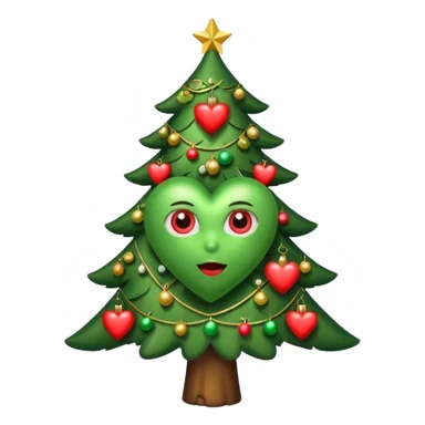 Christmas tree with eyes in shape of heart sticker