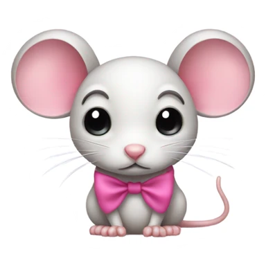 Mouse with pink bow crying sad sticker