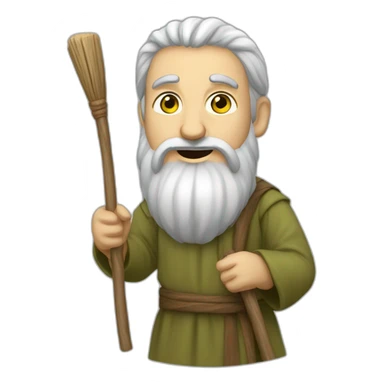 Caucasian Prophet Moïse with beard and wooden stick sticker