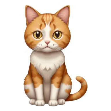 full body white, ginger and brown tabby calicio cat with skinny head and fat body with an anxious face sticker