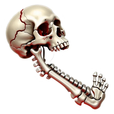 metallic anatomic bones with traces of blood, steel texture, dark dramatic tone, clean background sticker