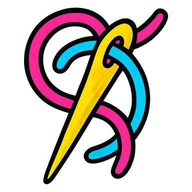 colorful and playful sewing needle icon, vibrant and pop colors sticker