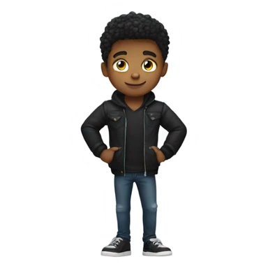 confident boy in black jacket strong muscles sticker