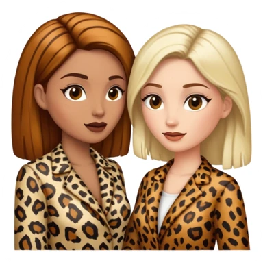 Two women talking to each other, both wearing animal print clothing sticker