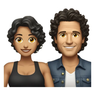 Carlos Vives with Colombian woman of 35's with short curly black hair sticker