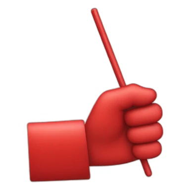 design a flat icon red colour of a conductors hand and baton sticker