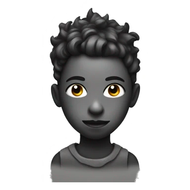 monochrome portrait of a boy wearing mask and horned hairstyle sticker