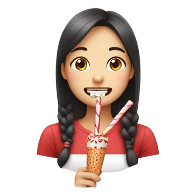 a girl who eats Pepero sticker