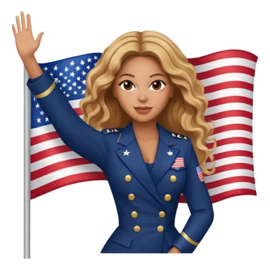 Beyonce with holding  american flag sticker