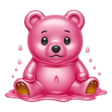 Sad light pink Gummy bear melting into ground sticker
