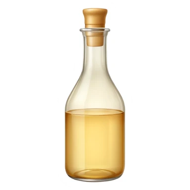 clear vinegar bottle with subtle golden tint. sticker