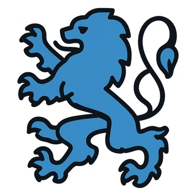 TSV 1860 München lion logo, modern icon style, clean lines, simplified shapes, bold and recognizable, blue and white color scheme, no text sticker