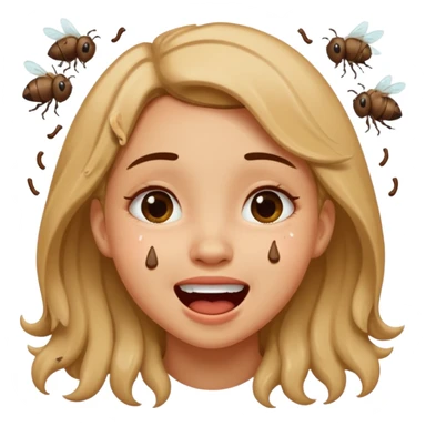 Fille caca qui pu et pleure de rire avec des mouches autour sticker