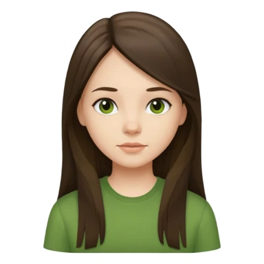 brunette straight long hair girl green shirt sticker