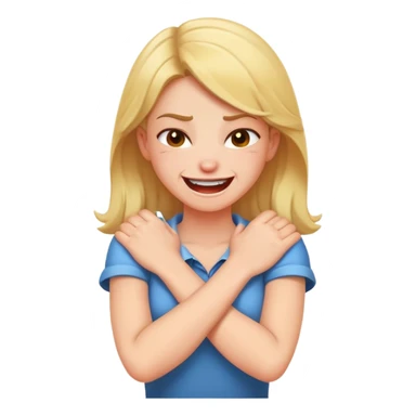 arms crossed holding neck laughing angry girl sticker