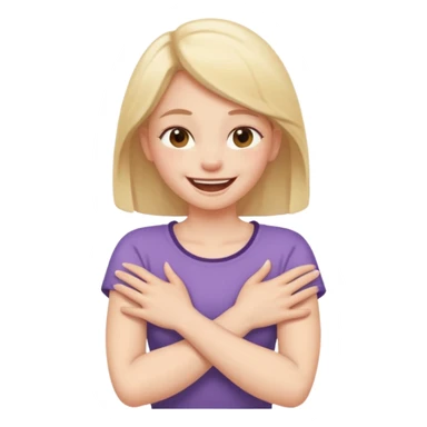 arms crossed holding neck laughing girl sticker