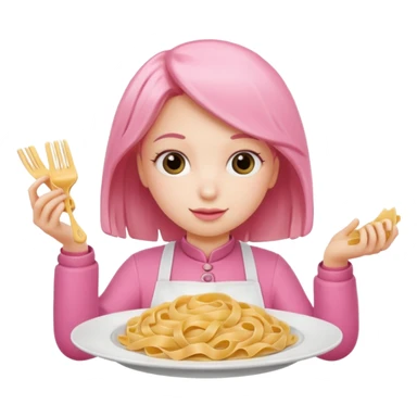 pink girl serving pasta on a plate sticker