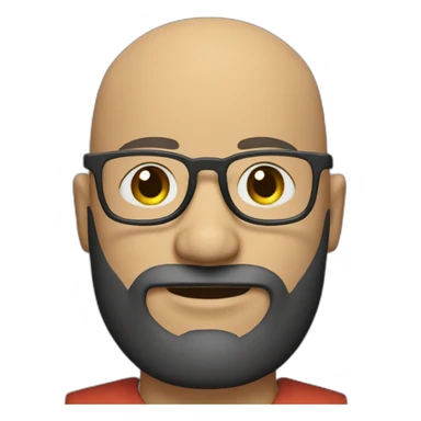 bald head bearded man with glasses sticker