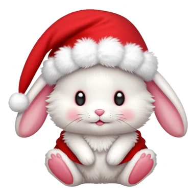 Peluche lapin noel cute bonnet sticker