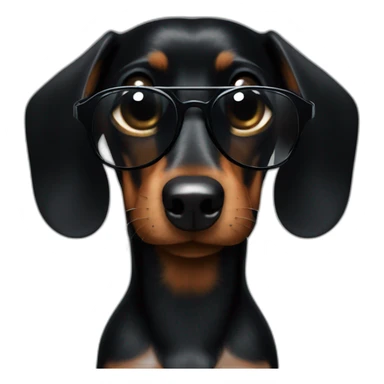 black dachshund in the dark sunglasses head shot sticker