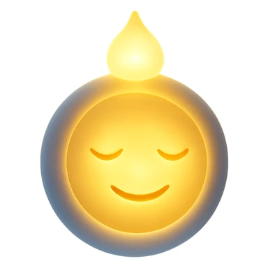 Make the ball glow with a radiant, angelic light effect, ethereal and divine with a warm, gentle smile. Remove any background. Keep the 3D emoji style. sticker