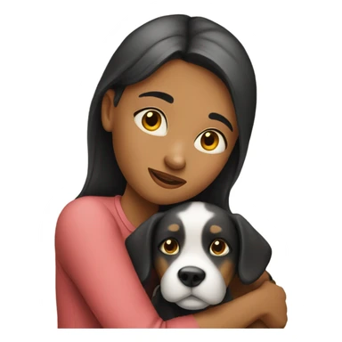 A girl huging her dog sticker