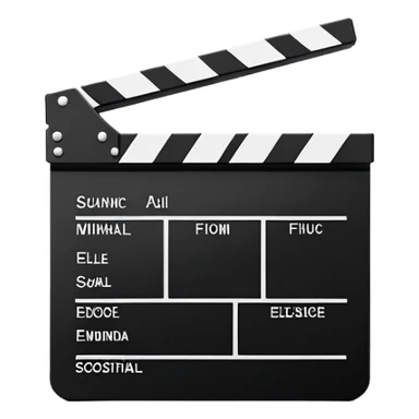 extremely minimalist film clapperboard, ultra simplified movie slate with just essential elements, black and white sticker