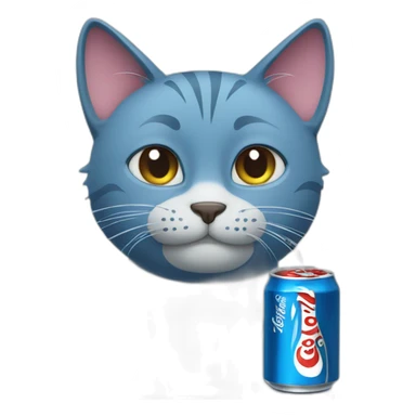Blue Cat drinking coke sticker