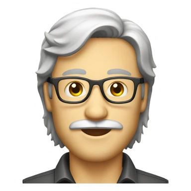 caucasian developer with glasses, mustache and a mullet sticker