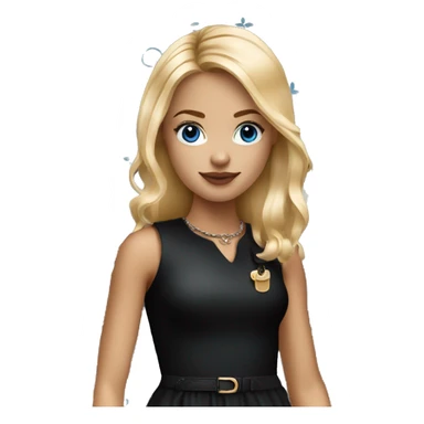 Blonde girl with blue eyes holding Louis Vuitton monogram purse in tight short black dress sticker