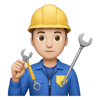 ultra realistic engineer with small ukraine flag and with wrench sticker