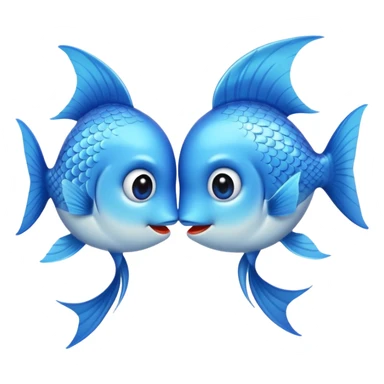 two cute pale blue fishes kissing sticker