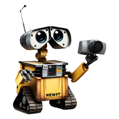 wall-e bot with alert siren sticker