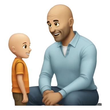 Bald man talking to kid sticker