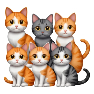 6 cats with different natural coloured coats
 sticker