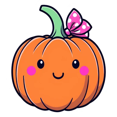 Cute Pink pumpkin with polka dot bow sticker