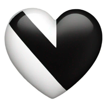 Half white half black heart sticker