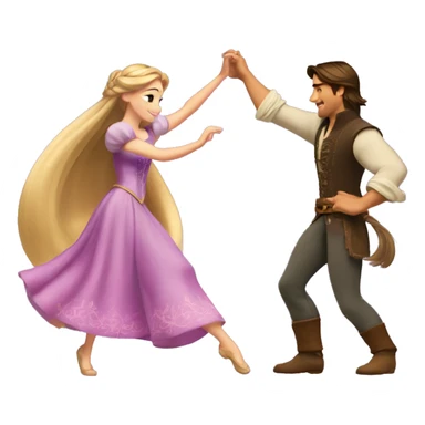 Rapunzel and Flynn Rider dancing sticker