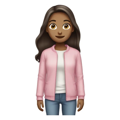 white girl with dark brown long hair and pastel pink clothes sticker