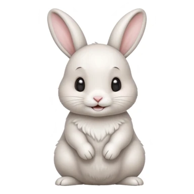 Conejito Feliz tierno de piel blanca un poco peludo y cola redonda pequeña y suavesita sticker