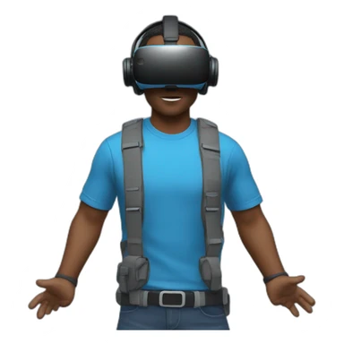 Virtual Reality players with blue t-shirt sticker