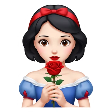 Snow White princess holding a red rose sticker