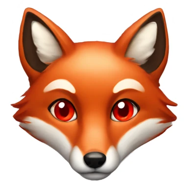 deep lush red fox face with tiny red heart instead of eyes sticker