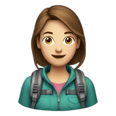 Female Backpacker with shortcut Brown hair sticker