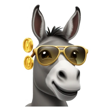 Donkey with a bar of gold and sunglasses and heart eyes sticker