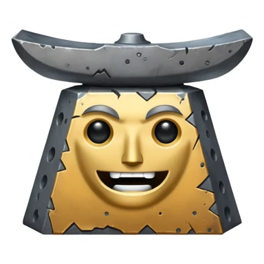 Iron anvil with face sticker