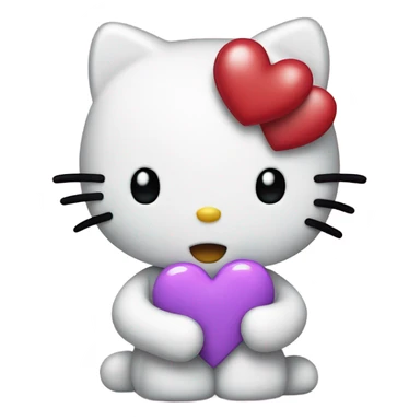 Hello kitty holding a heart sticker