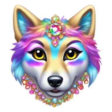 Lisa frank wolf with jewels  sticker