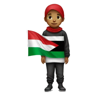 kid with palestine flag sticker